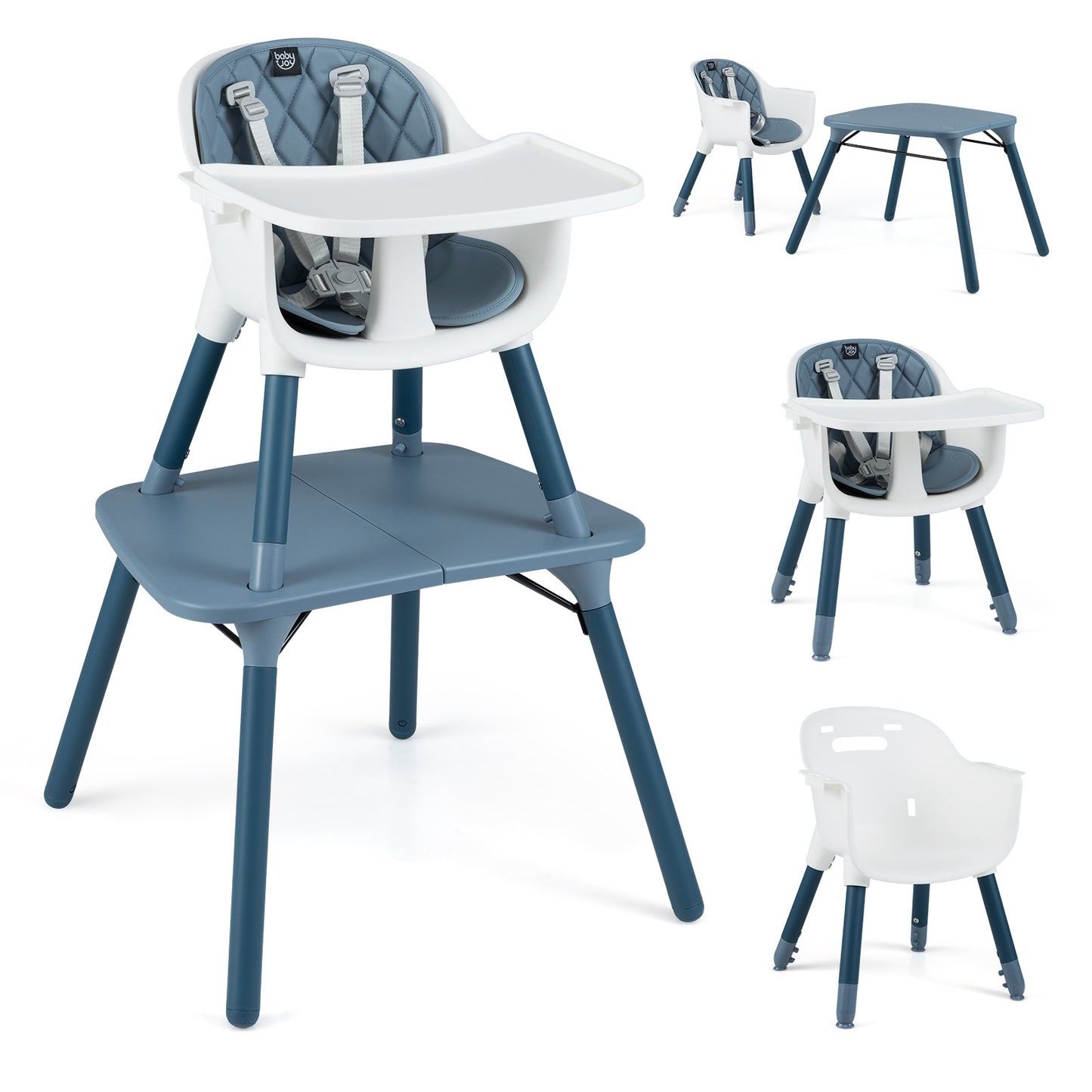 Blue 5-In-1 Convertible Baby Highchair | Removable Tray & Harness
