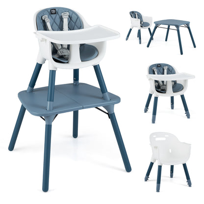 Blue 5-In-1 Convertible Baby Highchair | Removable Tray & Harness