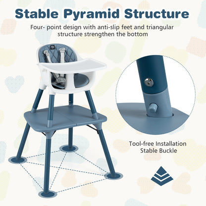 Blue 5-In-1 Convertible Baby Highchair | Removable Tray & Harness