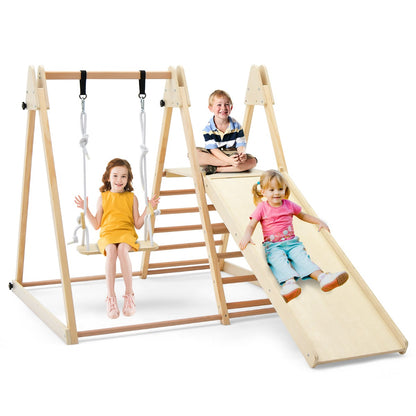 Indoor Jungle Gym | 5-in-1 Wooden Play Set with Natural Finish