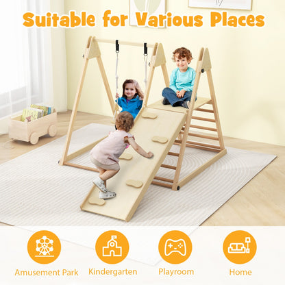 Indoor Jungle Gym | 5-in-1 Wooden Play Set with Natural Finish