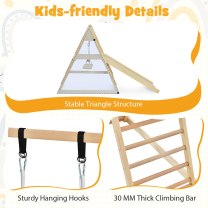 Indoor Jungle Gym | 5-in-1 Wooden Play Set with Natural Finish