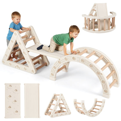 5-in-1 Montessori Climbing Set | Triangle Arch Ladder | Coffee