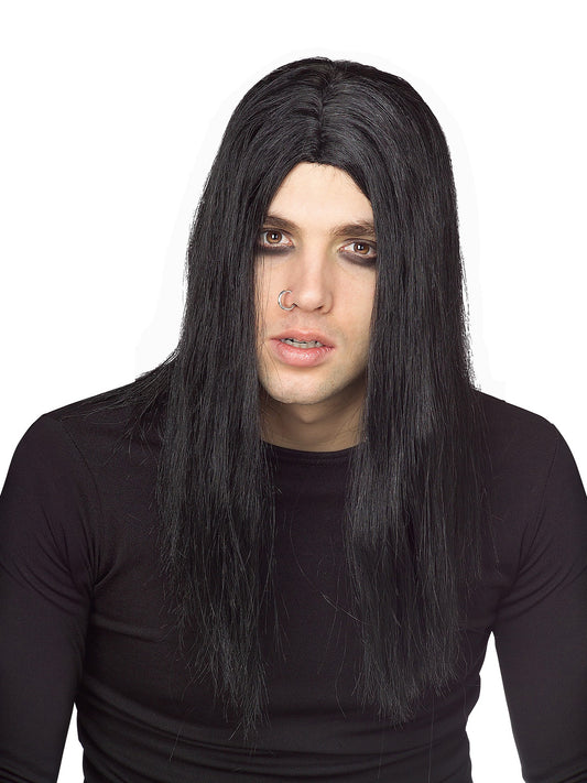 Adult long black wig, perfect costume accessory for kids dress-up play at home.