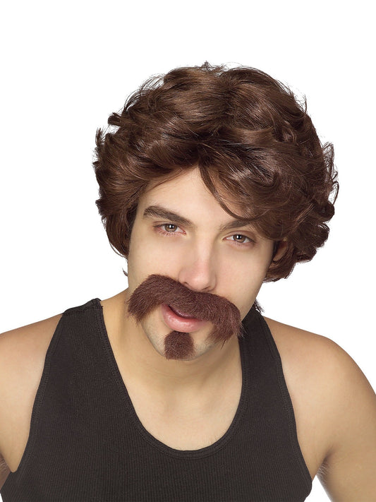 Adult wig and facial hair set for big John costume, perfect for Halloween dress-up.