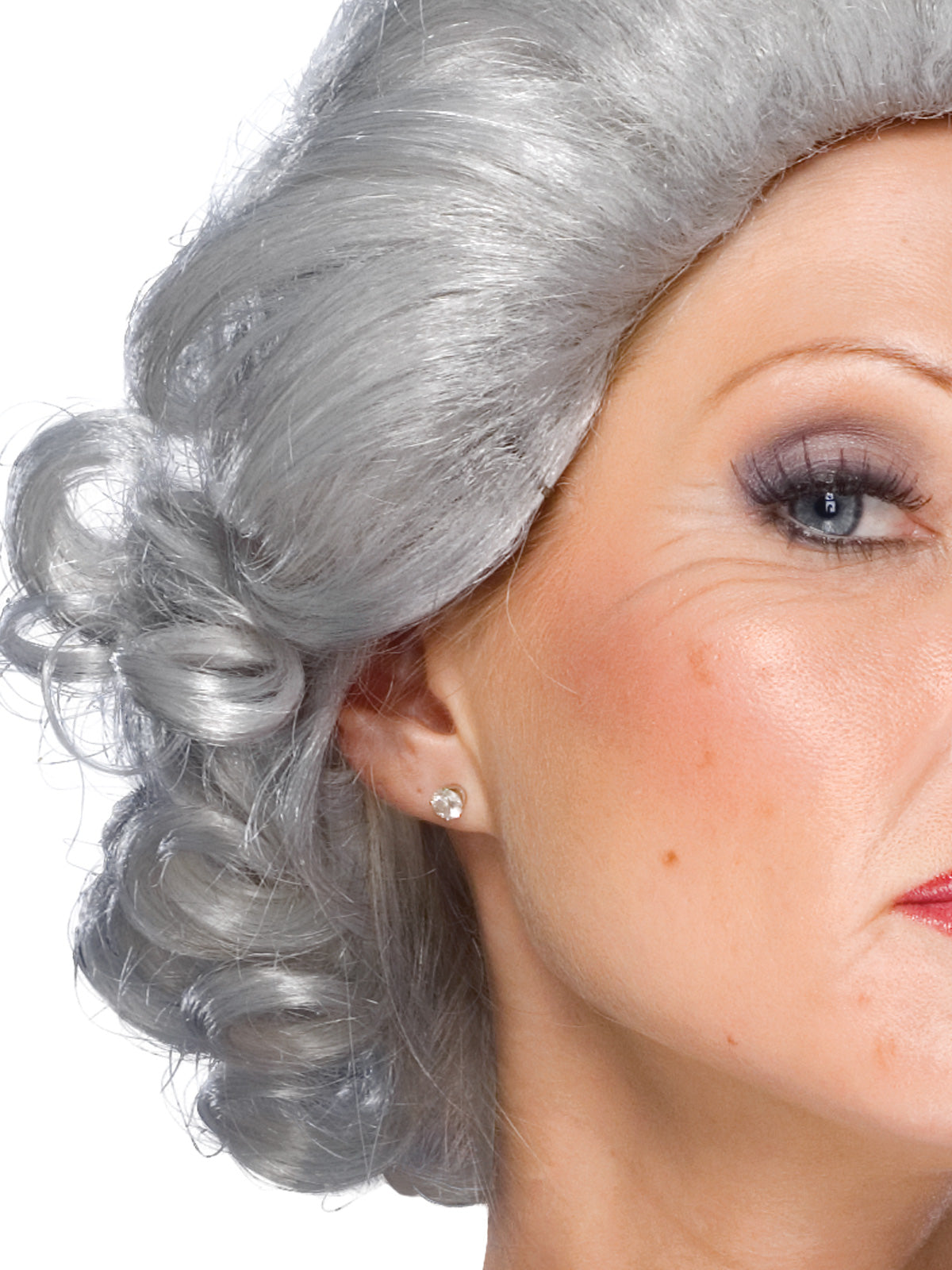 Queen Elizabeth style grey short wig for adult costume party, perfect for kids dress-up.