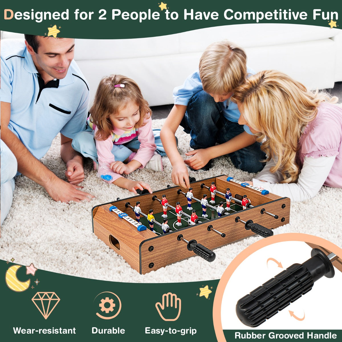 Compact Mini Foosball Game Set for Kids - 51cm Portable Soccer Table, perfect for home fun