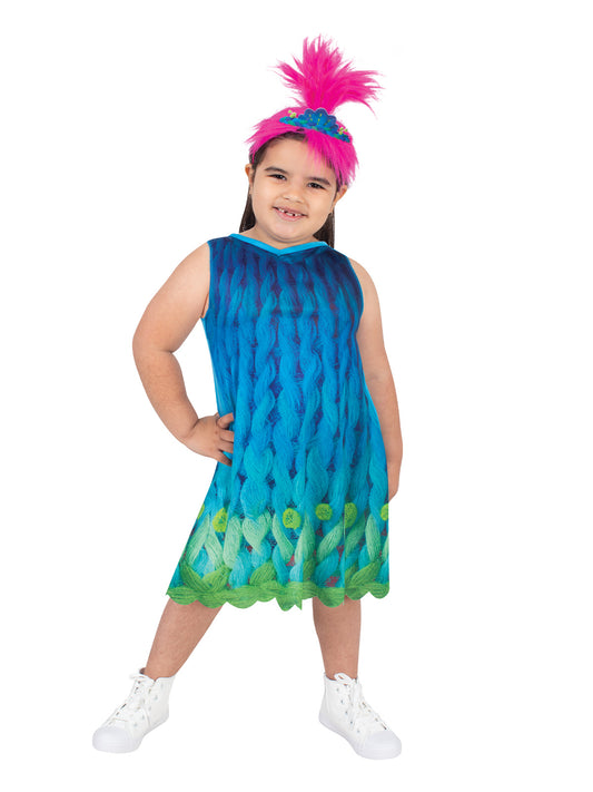 Kids Trolls Poppy Costume | Dreamworks dress with headpiece for imaginative play at home.