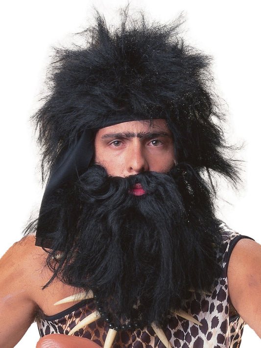 Adult caveman costume for Halloween, featuring animal print tunic and faux fur. Perfect for costume parties.