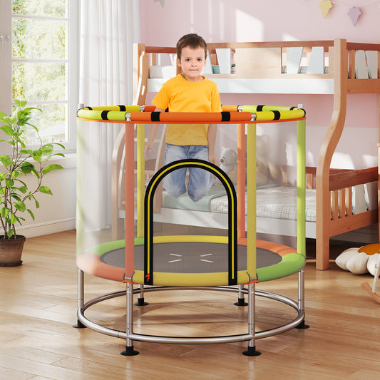 55 Inch Kids Trampoline with Hammock and Adjustable Gym Bar-Orange