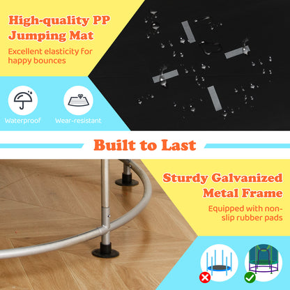 55" 6-in-1 Kids Trampoline | Hammock Gym Bar Basketball Blue