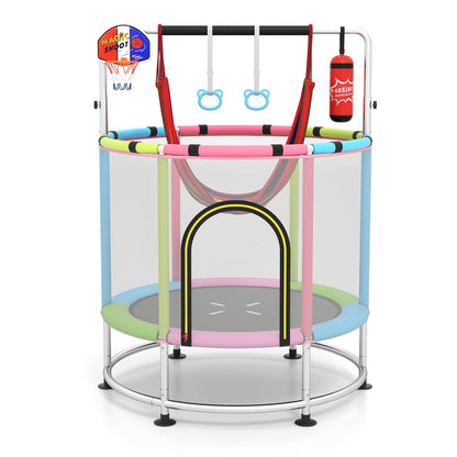 55" Kids Trampoline 6-in-1 Activity Center | Pink Multicolor