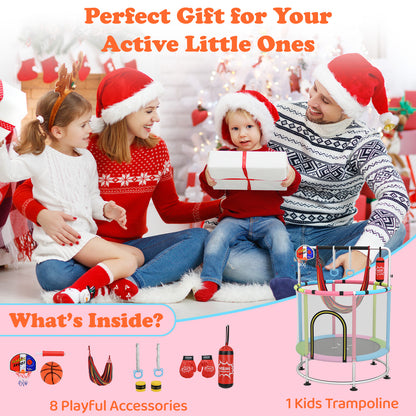 55" Kids Trampoline 6-in-1 Activity Center | Pink Multicolor