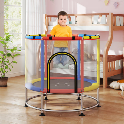 55 Inch Kids Trampoline with Hammock and Adjustable Gym Bar-Red
