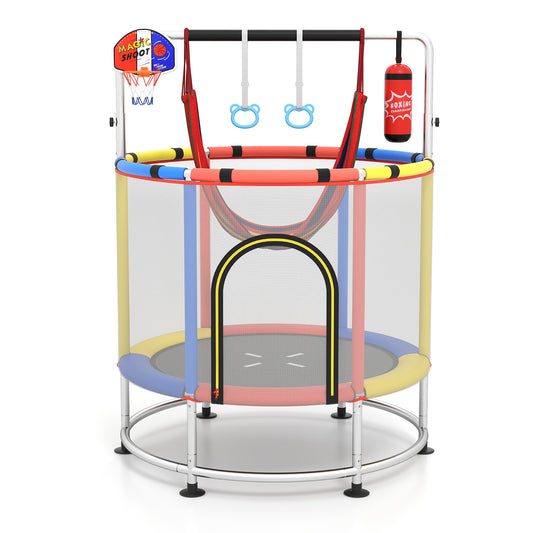 55" Kids Trampoline | 6-in-1 Activity Center Red & Multicolor