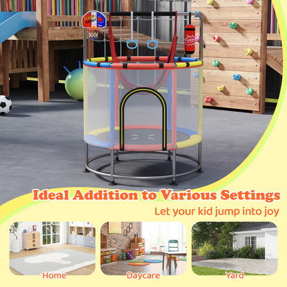55" Kids Trampoline | 6-in-1 Activity Center Red & Multicolor