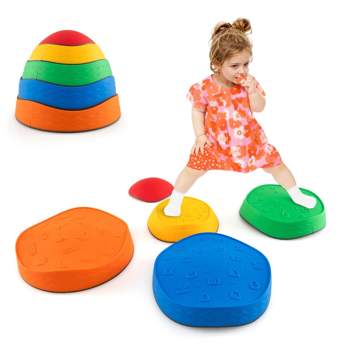Stackable River Stone Set| Multicolor 5pc Set for Balance & Play – Kids ...