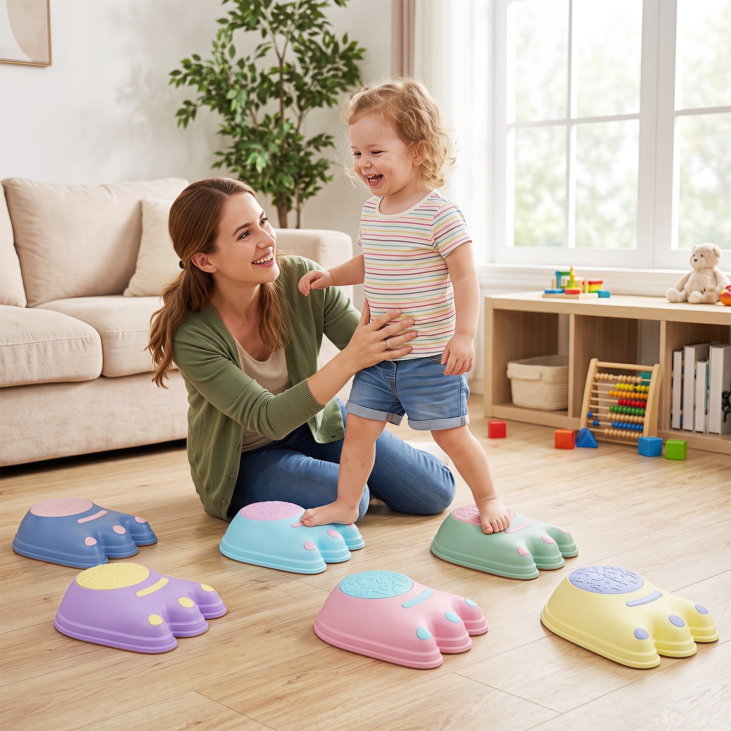 6-Piece Multi-Color Monster Stepping Stones | Kids Balance Toy