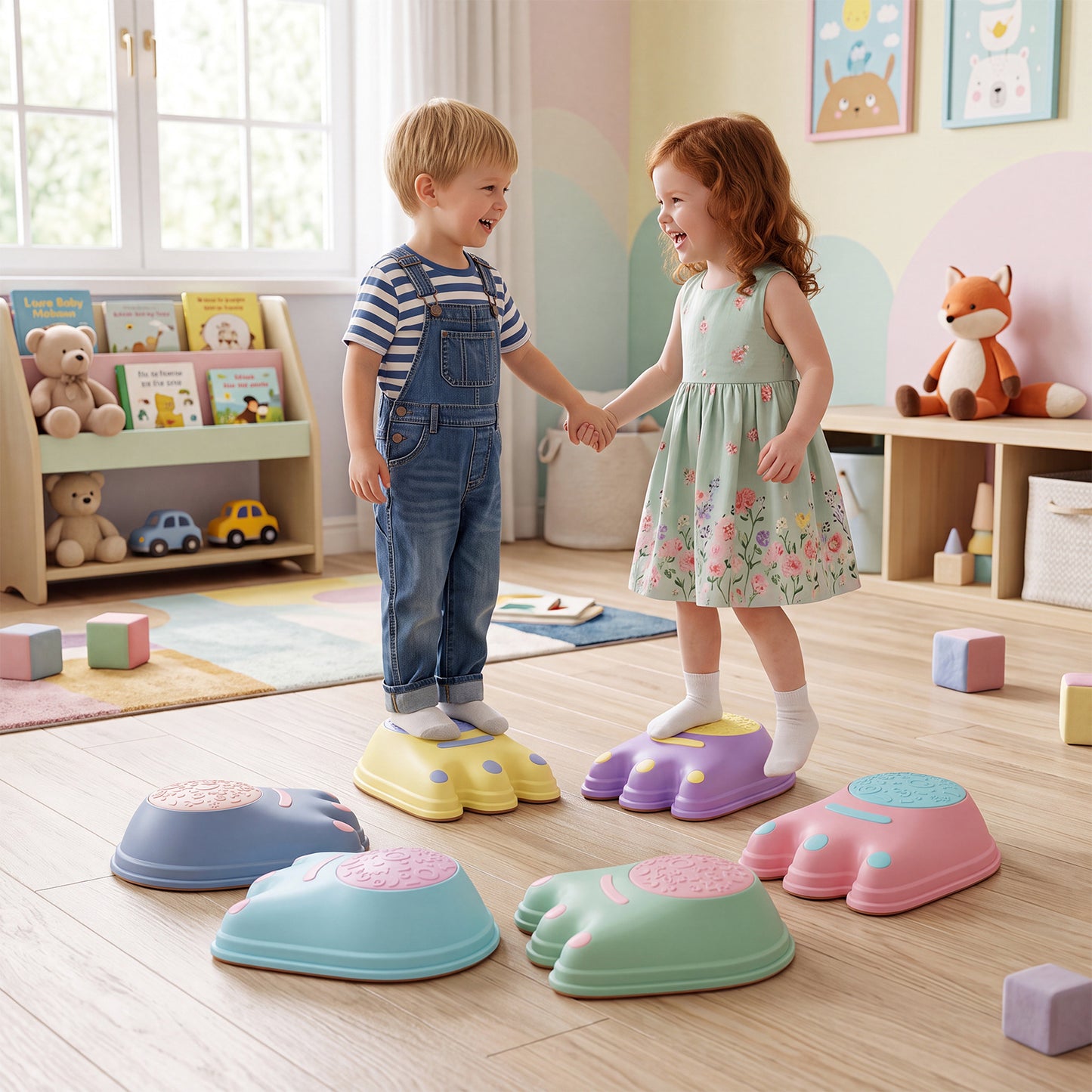 6-Piece Multi-Color Monster Stepping Stones | Kids Balance Toy