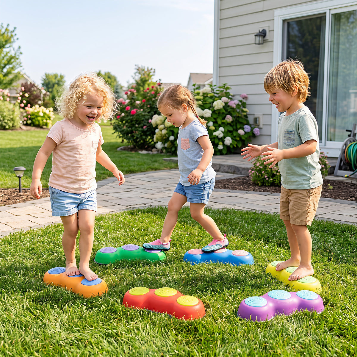 Costway 6 Pieces Stepping Stones for Kids with Cute Peanut Theme