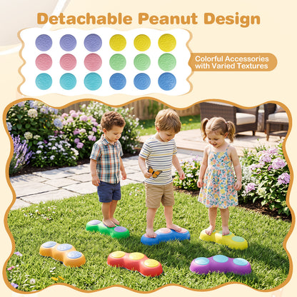 6-Piece Multi-Color Peanut Stepping Stones | Kids Balance Toy Set