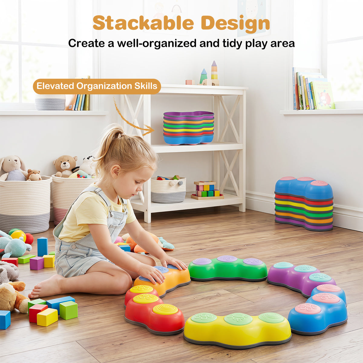 6-Piece Multi-Color Peanut Stepping Stones | Kids Balance Toy Set