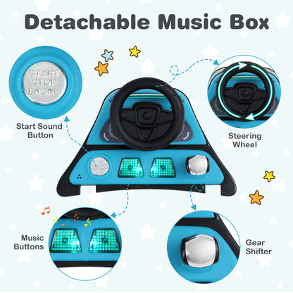 6 In 1 Blue Baby Walker | Foldable Adjustable Height Music Lights