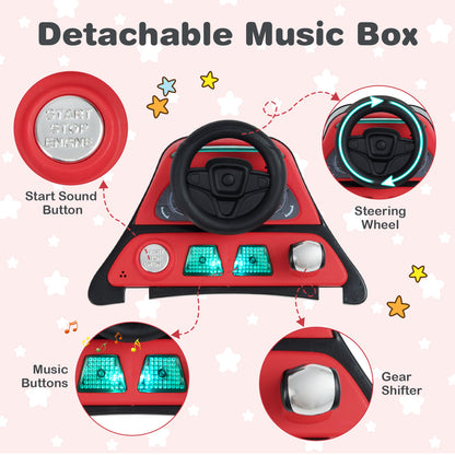 6 In 1 Red Baby Walker | Foldable Adjustable Height Music Lights
