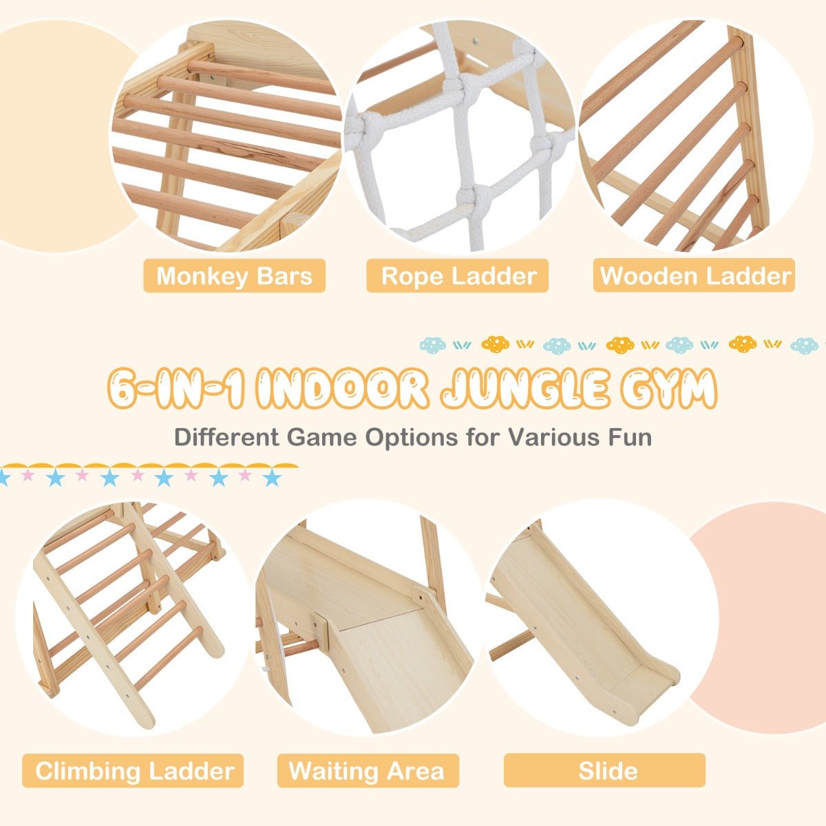 6-in-1 Indoor Jungle Gym for Kids - Kids Mega Mart