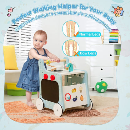 blue walker combines push-pull mobility with interactive play kitchen, encouraging exploration and.