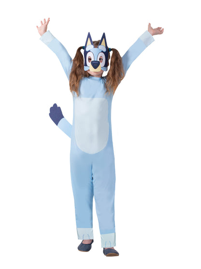 Bluey character costume for kids dress-up, featuring licensed design for imaginative play at home.