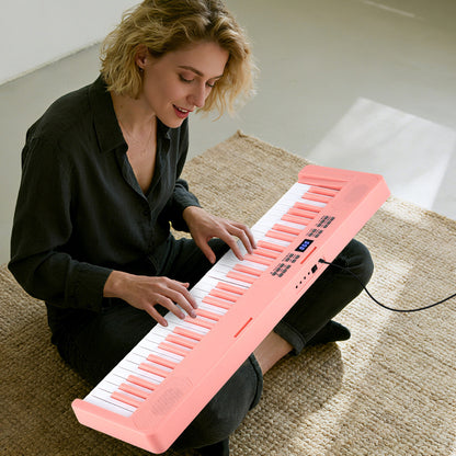 Pink 61 Key Foldable Piano Keyboard | MIDI Split & Light Up Keys