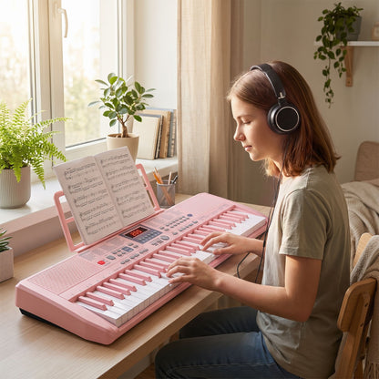 Pink 61-Key Portable Keyboard | 200 Rhythms & 200 Tones