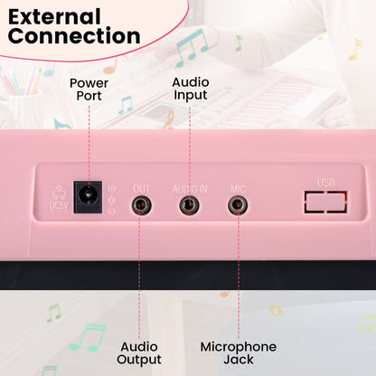 Pink 61-Key Portable Keyboard | 200 Rhythms & 200 Tones