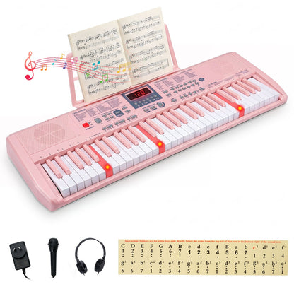 Pink 61-Key Portable Keyboard | 200 Rhythms & 200 Tones