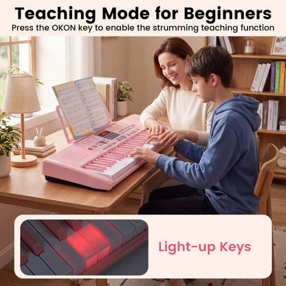 Pink 61-Key Portable Keyboard | 200 Rhythms & 200 Tones