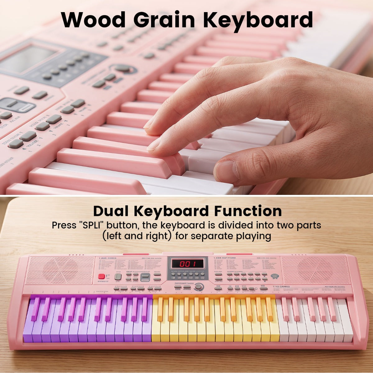 Pink 61-Key Portable Keyboard | 200 Rhythms & 200 Tones