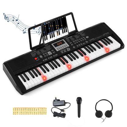 Black 61 Key Portable Keyboard | 200 Rhythms 200 Tones for Beginners