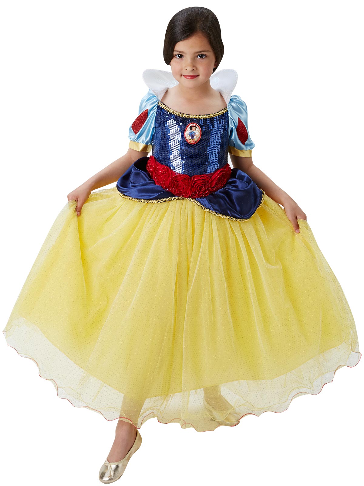 Snow White Premium Costume | Sequin Bodice & Gold Trim Kids