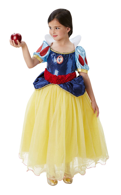 Snow White Premium Costume | Sequin Bodice & Gold Trim Kids