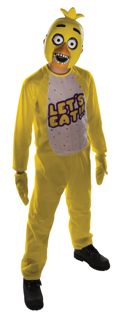 FNAF Chica costume for kids, perfect for Halloween dress-up, with official Five Nights at Freddys design.