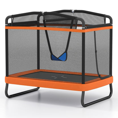 6 Ft Orange Kids Trampoline | Swing, Horizontal Bar & Enclosure Net