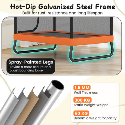 6 Ft Orange Kids Trampoline | Swing, Horizontal Bar & Enclosure Net