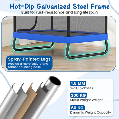 6ft Blue Kids Trampoline | Swing & Horizontal Bar | 3-in-1 Fun