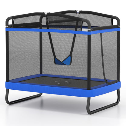 6ft Blue Kids Trampoline | Swing & Horizontal Bar | 3-in-1 Fun