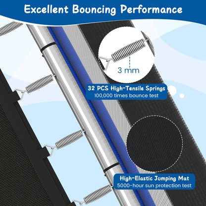 6ft Blue Kids Trampoline | Swing & Horizontal Bar | 3-in-1 Fun