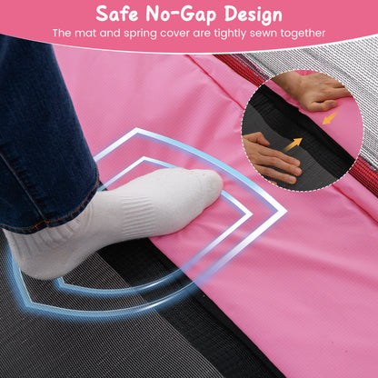 6 Ft Pink Kids Trampoline | Swing & Horizontal Bar | 3-in-1 Fun