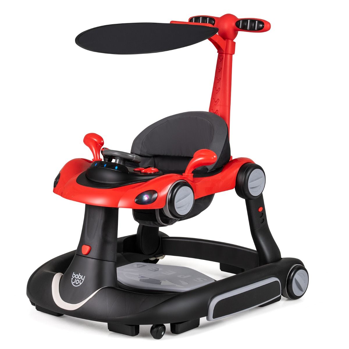 6 in 1 Baby Walker with Canopy | Red Multi-Function Walker