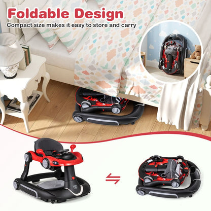 6 in 1 Baby Walker with Canopy | Red Multi-Function Walker