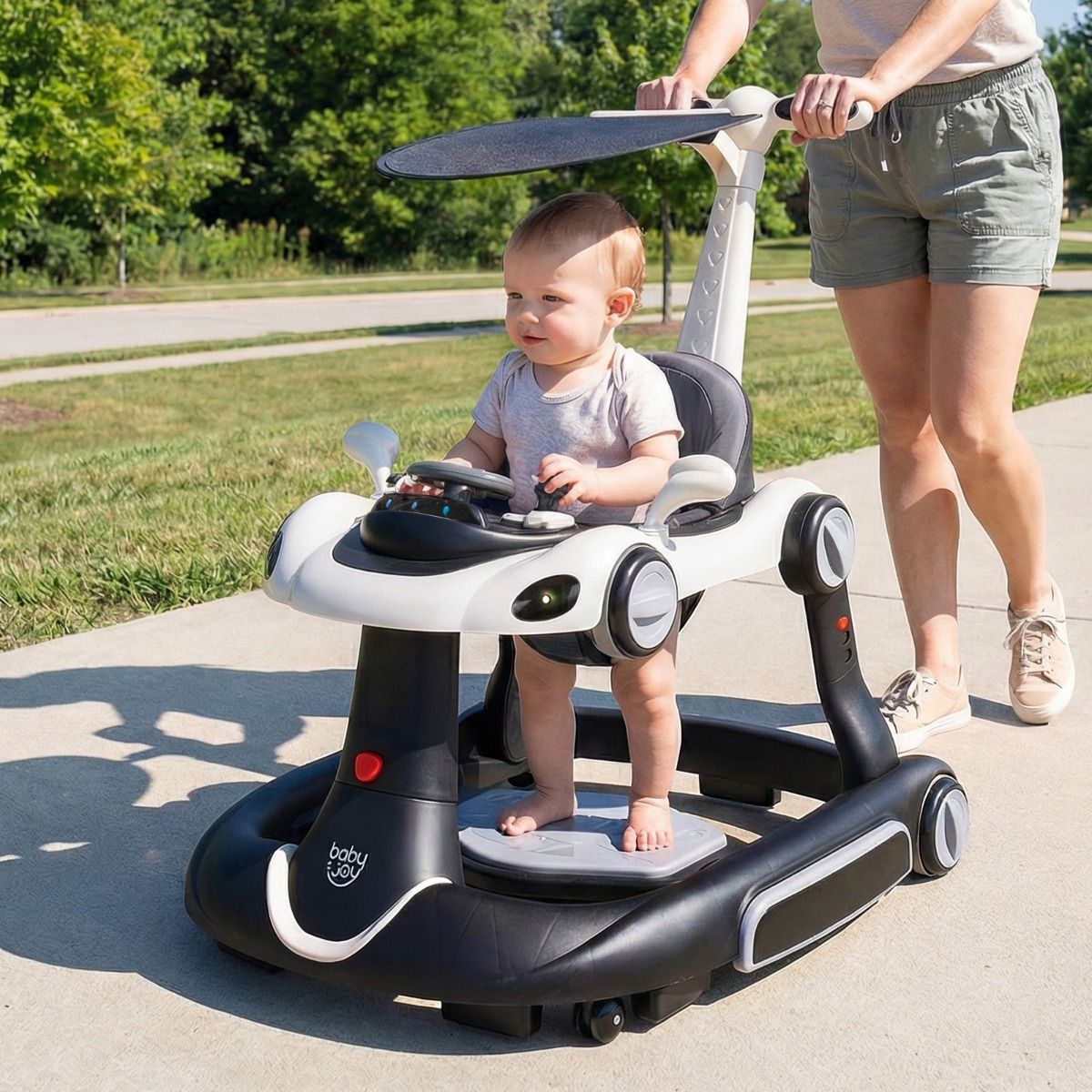 6-in-1 Baby Walker with Canopy | White Multi-Function